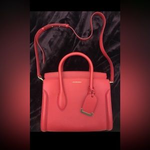 Alexander McQueen Red Leather Heroine 30 Satchel New Unworn